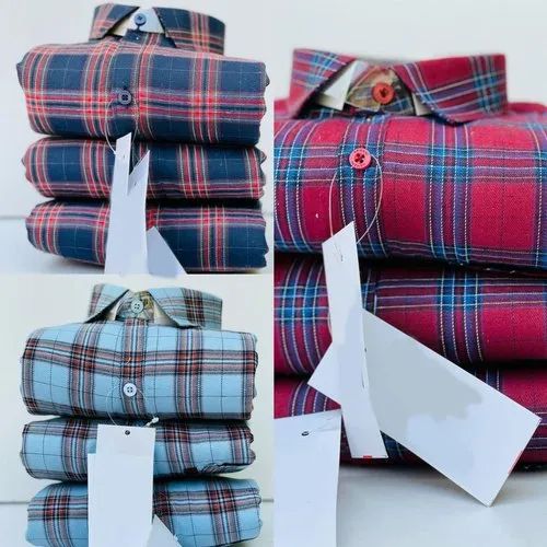 Mens Cotton Full Sleeves Check Shirts Pack of 1